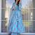 Sky blue pure muslin digital printed designer salwar suit