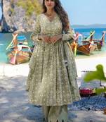 Baby green pure muslin digital printed designer salwar suit