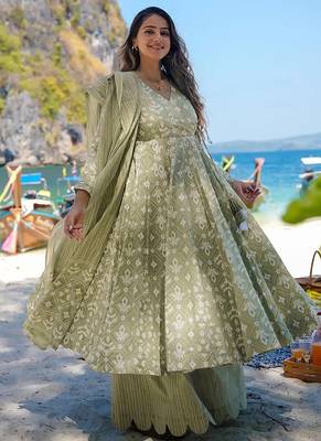 Baby green pure muslin digital printed designer salwar suit 2