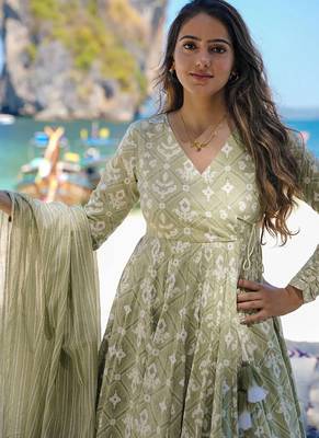 Baby green pure muslin digital printed designer salwar suit 3