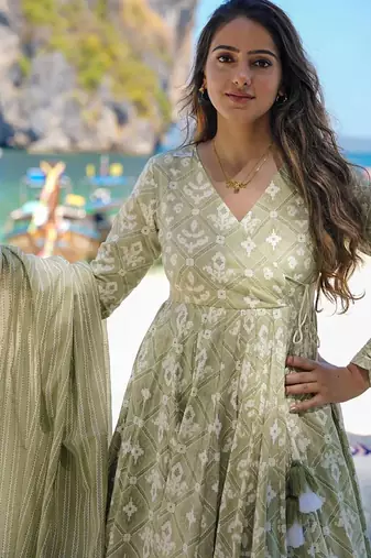 Baby green pure muslin digital printed designer salwar suit