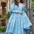 Bright blue pure muslin digital printed designer salwar suit