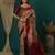 Cream maroon   soft silk blend banarasi jacuard work designer party wear saree with unstitched blouse piece