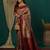 Cream maroon   soft silk blend banarasi jacuard work designer party wear saree with unstitched blouse piece