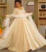 Off white soft georgette  party wear embroidery  suit set