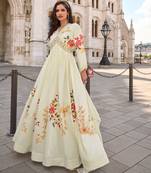 Off white art silk sequins readymade suits free size up to 42