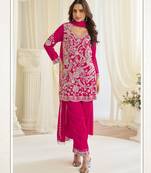 Megenta georgette sequins readymade suits free size up to 42