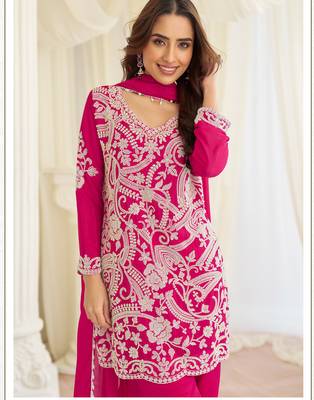 Megenta georgette sequins readymade suits free size up to 42 2