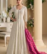 White georgette sequins readymade suits free size up to 42