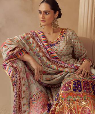Multi crepe sequins readymade suits free size up to 42 2