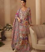 Multi crepe sequins readymade suits free size up to 42