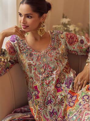 Multi crepe sequins readymade suits free size up to 42 2