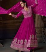 Pink georgette sequins readymade suits free size up to 42