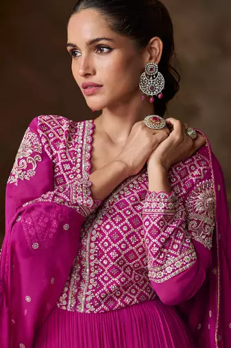 Pink georgette sequins readymade suits free size up to 42