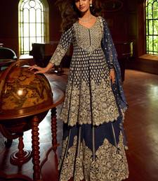 Navy georgette sequins readymade suits free size up to 42
