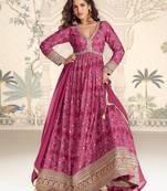 Pink art silk sequins readymade suits free size up to 42