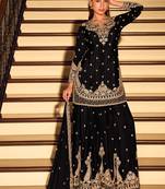 Black art silk sequins readymade suits free size up to 42