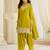 Lime yellow crepe sequins readymade suits free size up to 42