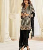 White crepe sequins readymade suits free size up to 42