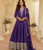 Purple viscose sequins readymade suits free size up to 42