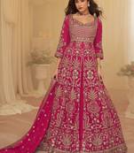Rani pink georgette sequins readymade suits free size up to 42