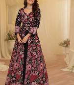 Black georgette sequins readymade suits free size up to 42