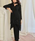 Black art silk sequins readymade suits free size up to 42