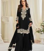 Black art silk sequins readymade suits free size up to 42
