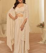Beige georgette sequins readymade suits free size up to 42