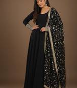 Black embroidered pure georgette salwar suit