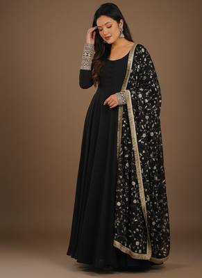 Black embroidered pure georgette salwar suit 3