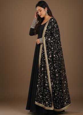 Black embroidered pure georgette salwar suit 4