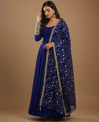 Navy-blue embroidered pure georgette salwar suit 3