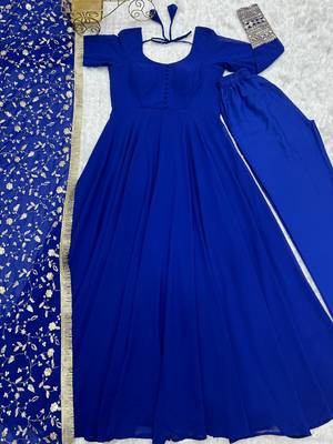 Navy-blue embroidered pure georgette salwar suit 4