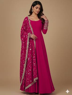 Rani-pink embroidered pure georgette salwar suit 2