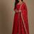 Red embroidered pure georgette salwar suit