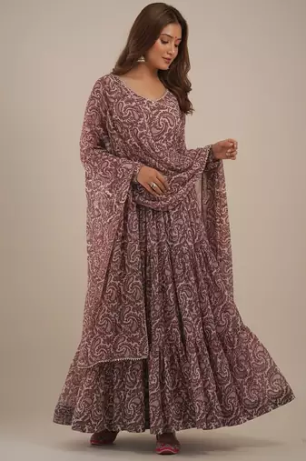 Multicolor printed pure georgette salwar suit