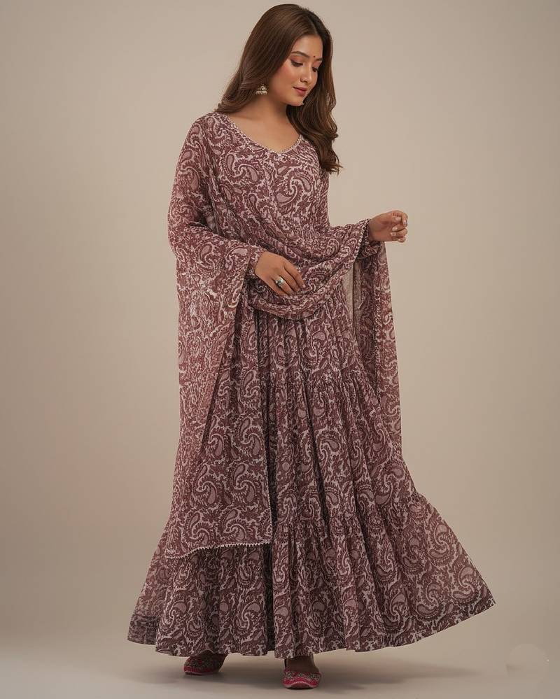 Multicolor printed pure georgette salwar suit