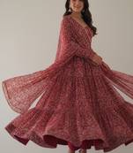 Maroon kalamkari pure georgette salwar suit