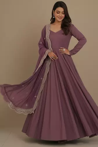 Mauve sequins pure chanderi silk salwar suit
