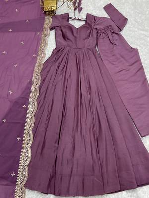 Mauve sequins pure chanderi silk salwar suit 4