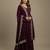 Wine sequins pure chanderi silk salwar suit