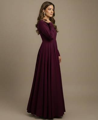 Wine sequins pure chanderi silk salwar suit 4