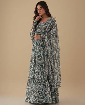 Multicolor printed pure georgette salwar suit 1