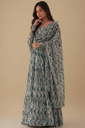 Multicolor printed pure georgette salwar suit