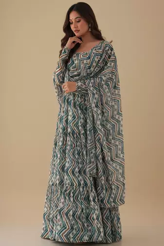 Multicolor printed pure georgette salwar suit