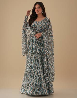 Multicolor printed pure georgette salwar suit 2