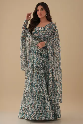 Multicolor printed pure georgette salwar suit