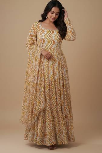 Multicolor printed pure georgette salwar suit