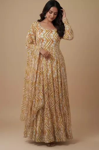 Multicolor printed pure georgette salwar suit